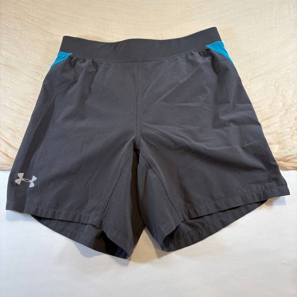 Under Armour Womens Heat Gear Gray Lined High Waist LIned Basketball Shorts Sz M